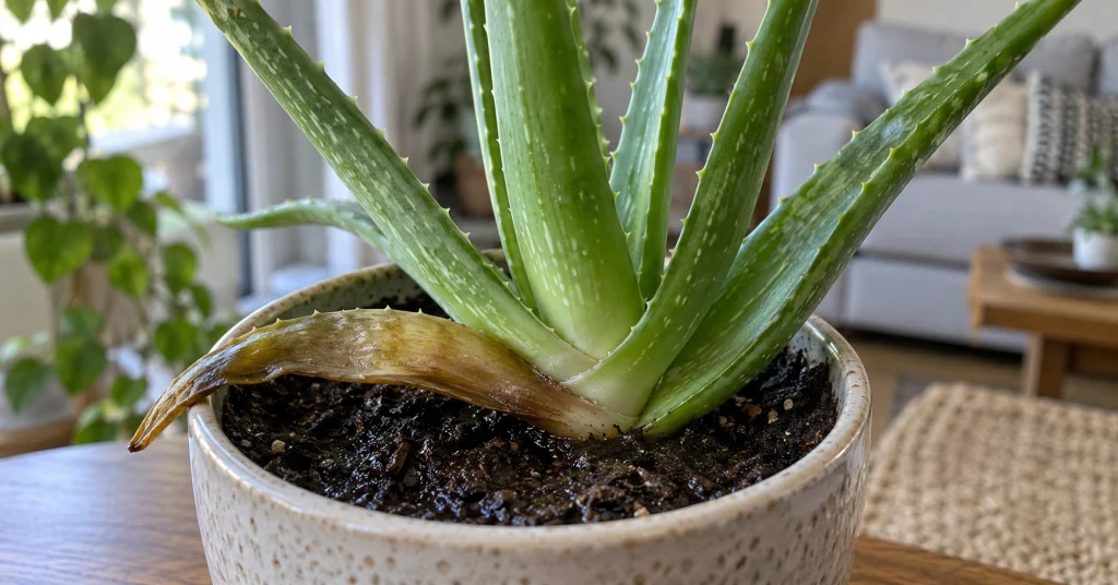 Aloe vera turning brown and soft in wet soil