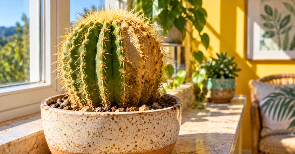 Cactus with a soft brown area near the soil line